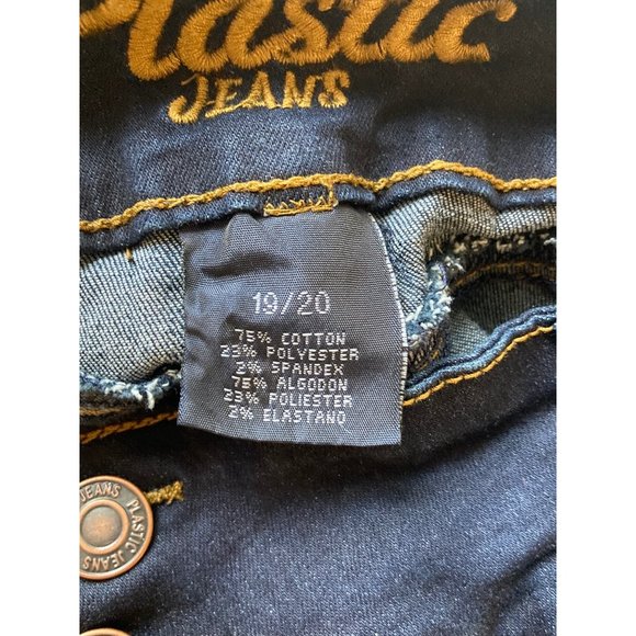 Plastic Jeans Distressed Dark Wash Denim Size 19/20 - Picture 3 of 4